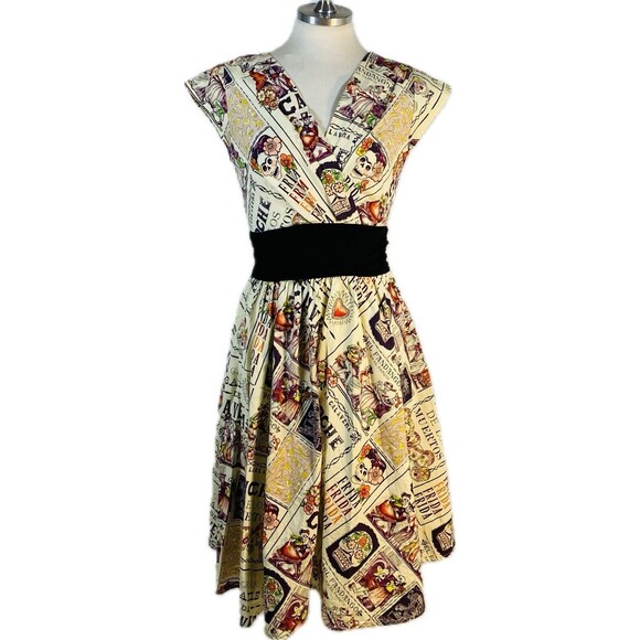 Folter sz S Day of the Dead Swing Dress - Picture 1 of 16